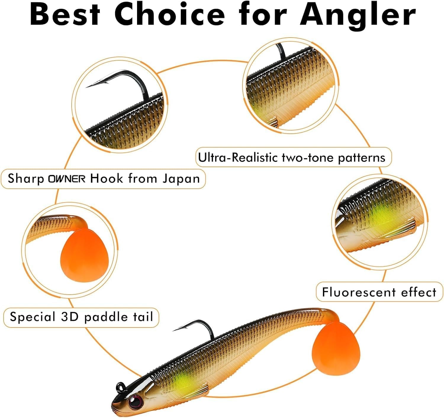 Pre-Rigged Soft Fishing Lures, Well-Made Easy Catching Lures for Family Fishing, Great Action Swimbait with Spinner, All-Conditions Fishing Gear for Bass Trout Walleye, Crappie Fishing Jigs