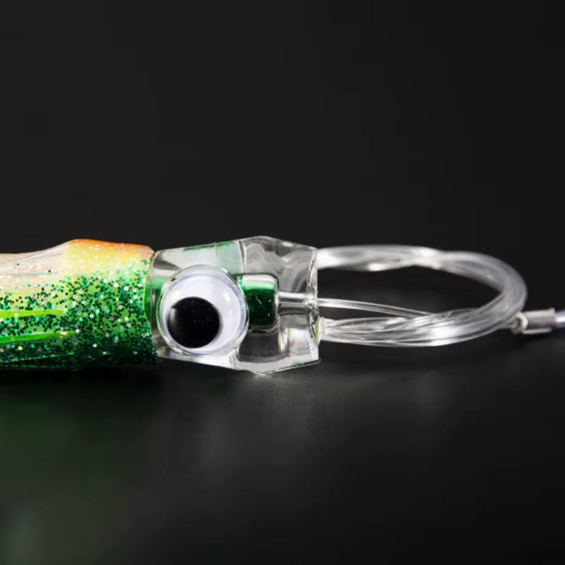 6PCS Fishing Trolling Lures for Marlin Tuna Mahi Octopus Squid Skirt Bait 6.5 Inches Silicone High Carbon Steel Big Fishes Lures