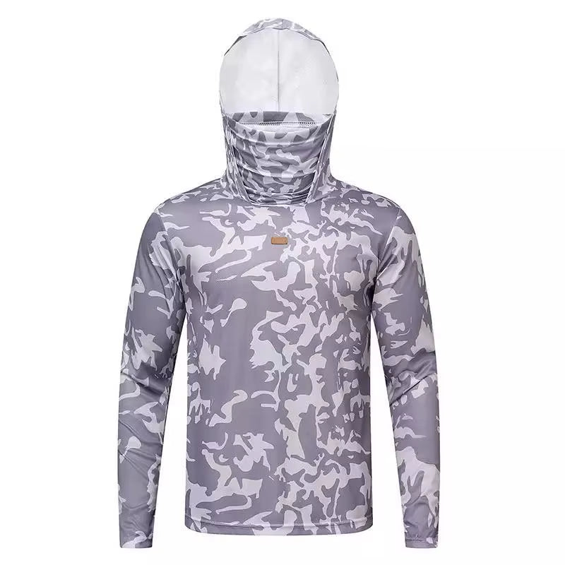 Men'S Fishing Shirt, Long Sleeved UV Resistant Hoodie, Outdoor Hiking, Running, Swimming Sun Protection Clothing, Quick Drying