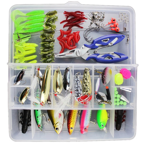101 Pieces Fishing Lures Tackle Mixed Hard Baits Soft Baits Topwater Floating Fishing Lures Hooks Fishing Accessories Kit