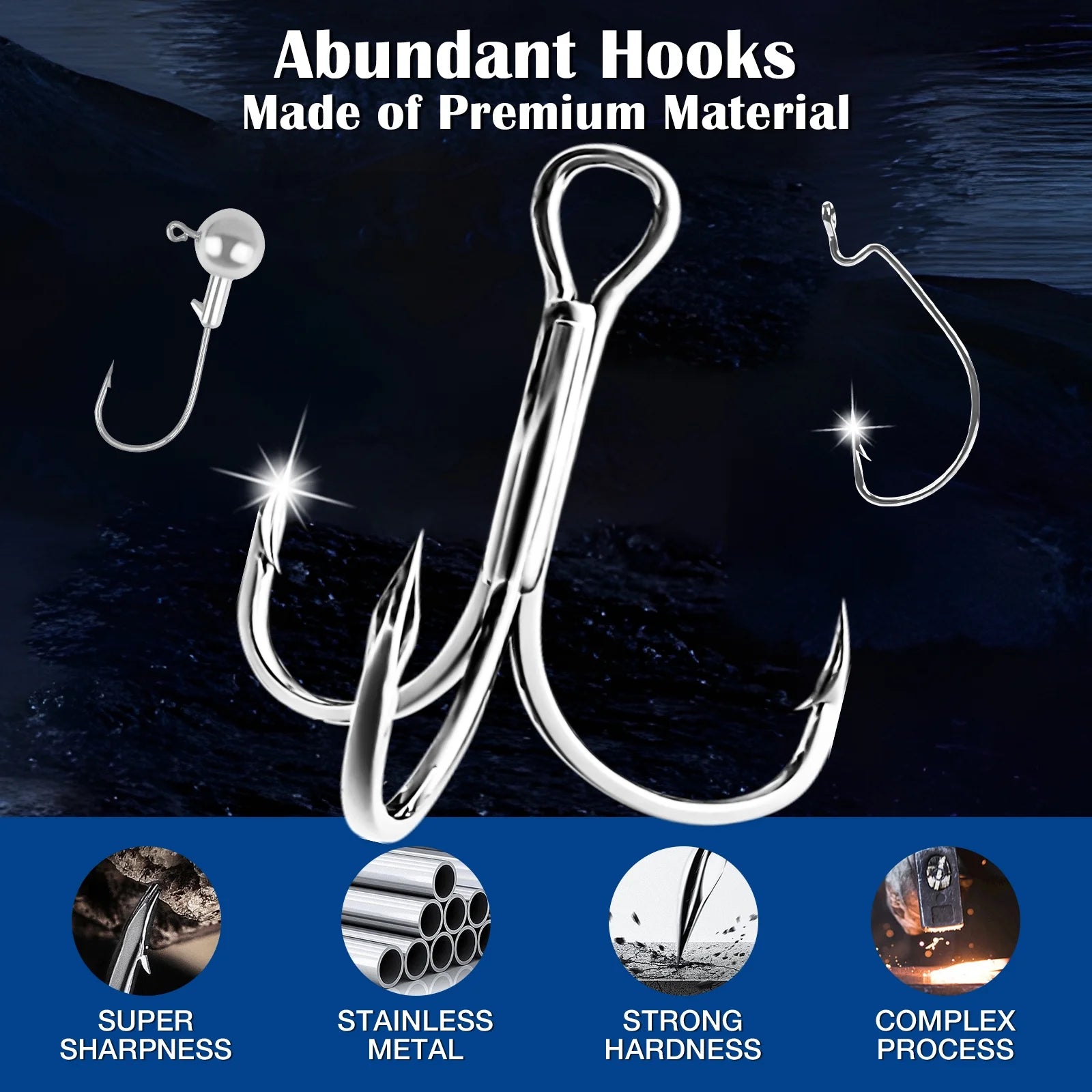 404Pcs Fishing Lures for Bass Trout Salmon,Fishing Tackle Box with Tackle Included for Freshwater and Saltwater,Fishing Gear and Equipment Including Crankbaits, Spinnerbaits, Plastic Worms, Jigs